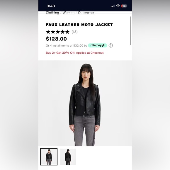 Levi’s leather jacket size L NWOT - Picture 5 of 6